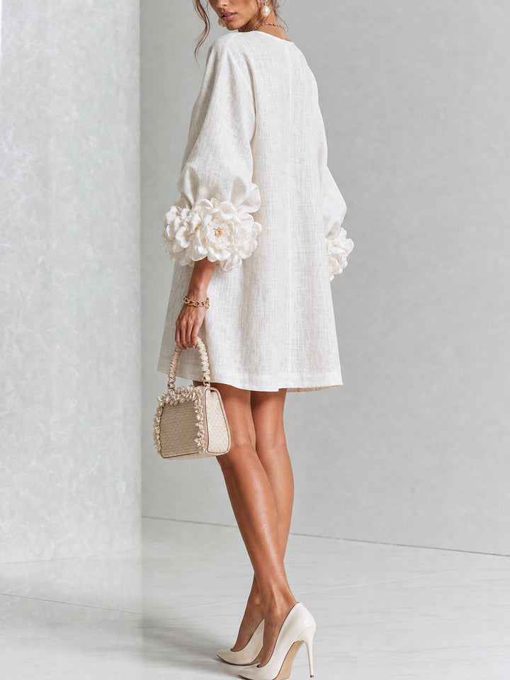 Peggy | Floral-Cuff Button Dress