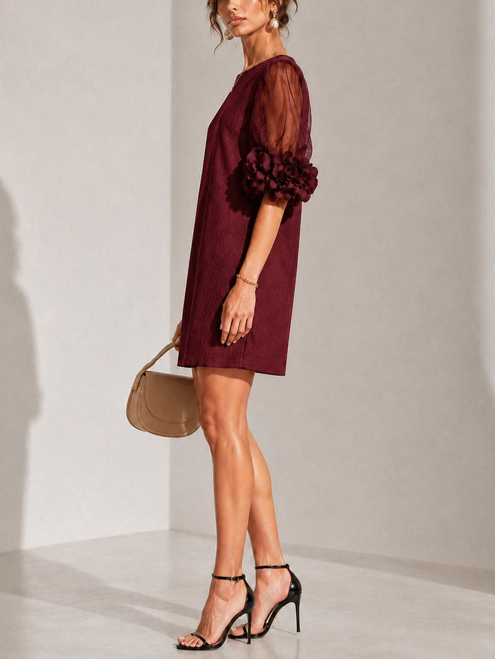 Pansy | Floral-Cuff Puff-Sleeve Dress