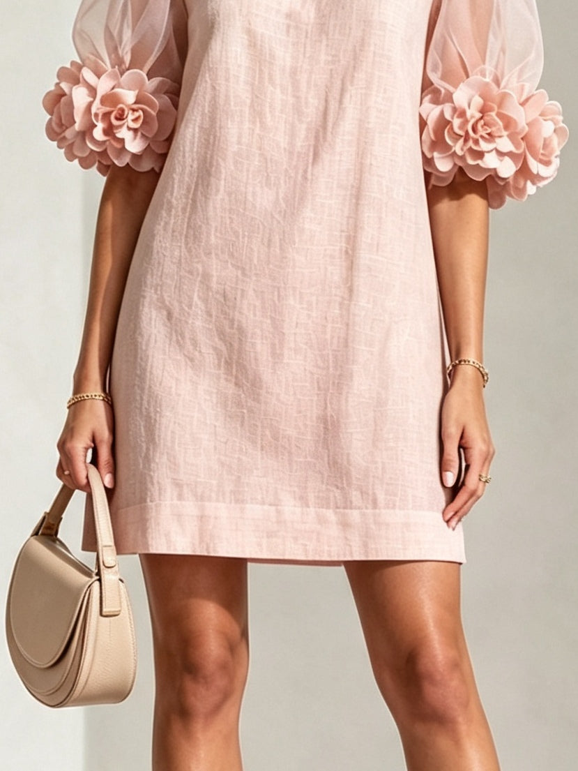 Hilda | Floral-Cuff Puff-Sleeve Dress
