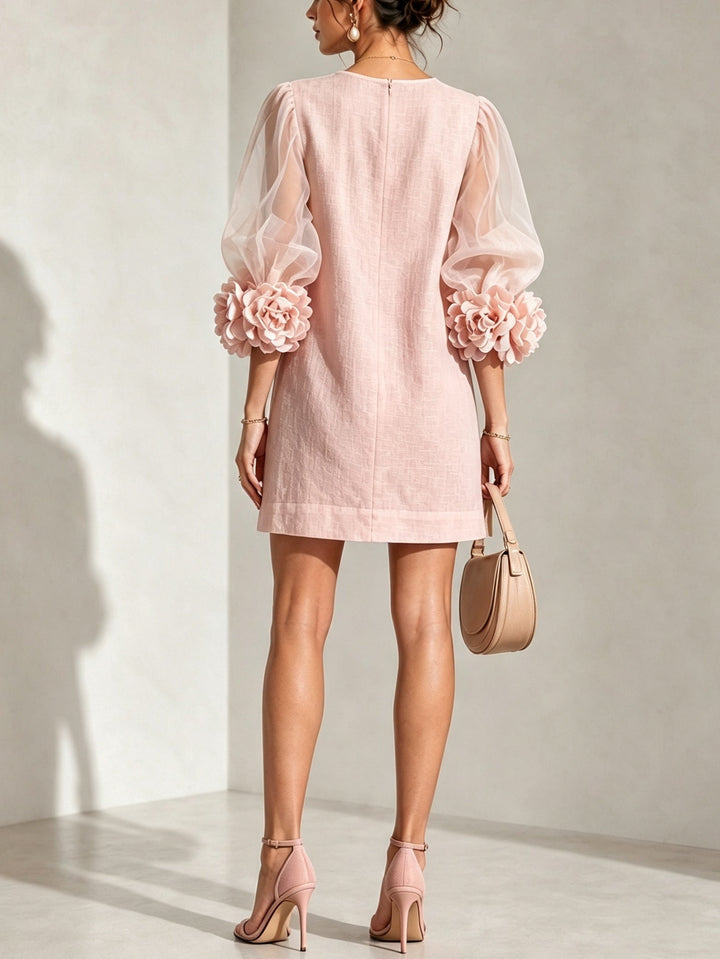 Hilda | Floral-Cuff Puff-Sleeve Dress