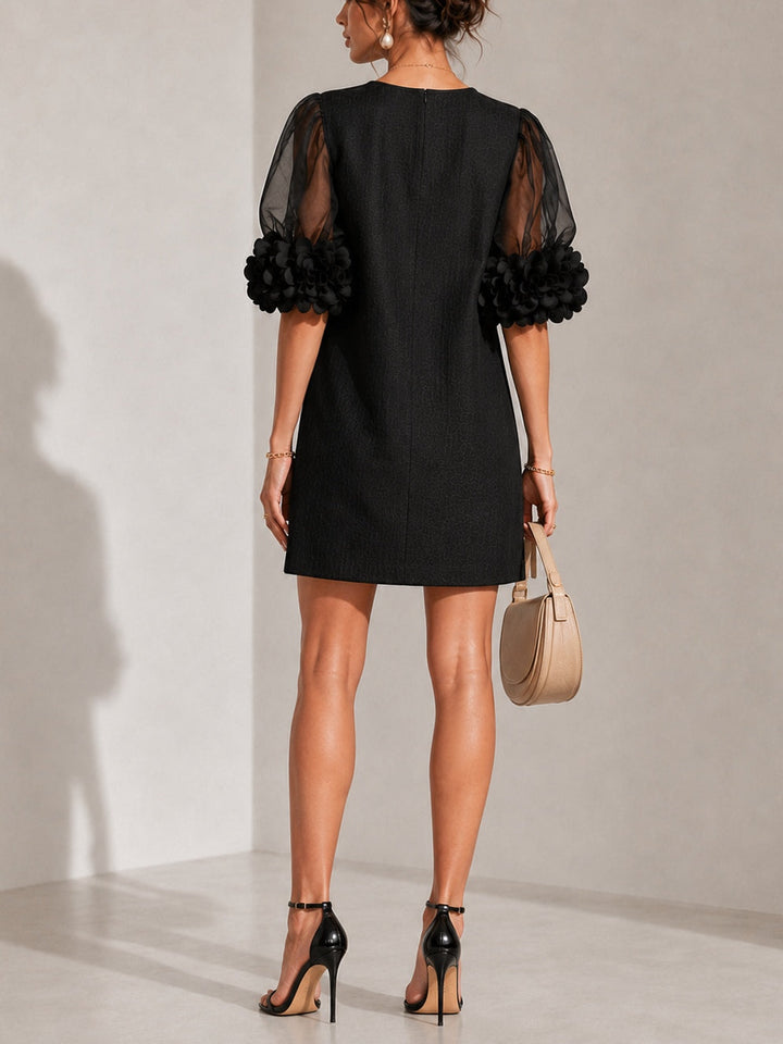 Lesley | Floral-Cuff Puff-Sleeve Dress