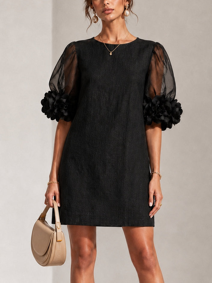 Agatha | Floral Cuff Puff Dress
