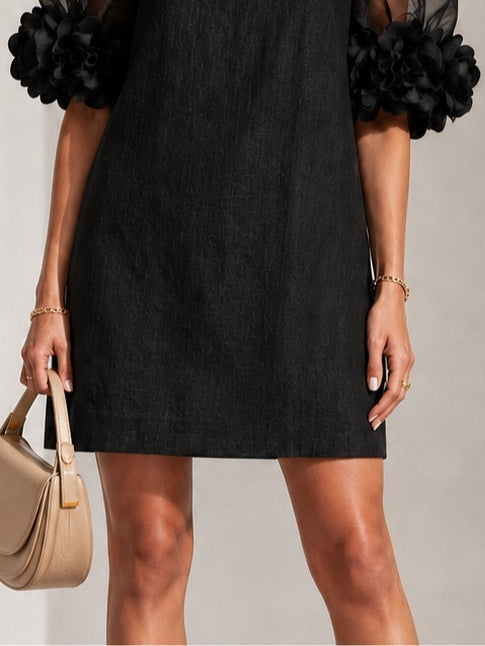 Lesley | Floral-Cuff Puff-Sleeve Dress