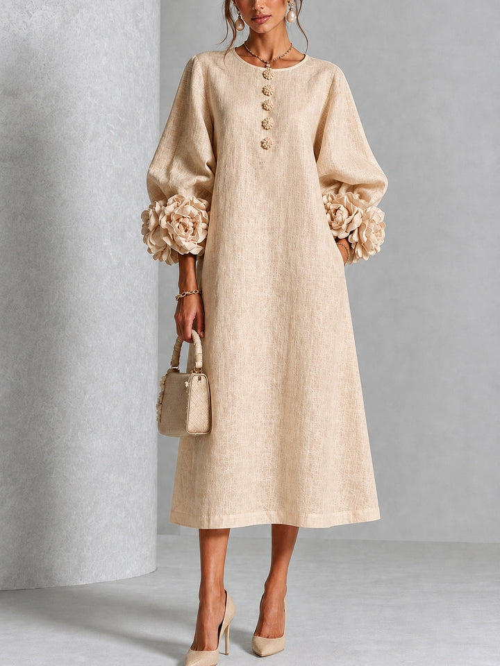 Nicola | Rosette-Cuff Midi Dress
