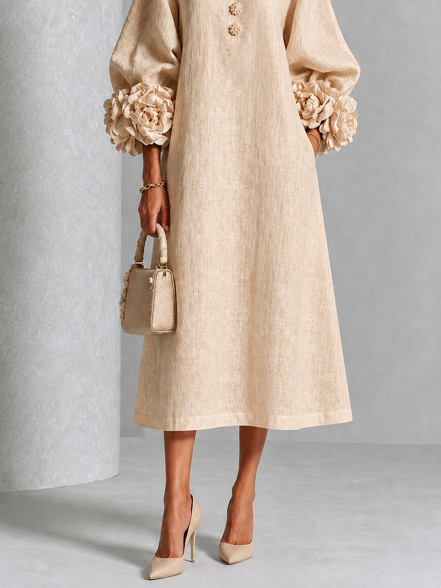 Nicola | Rosette-Cuff Midi Dress