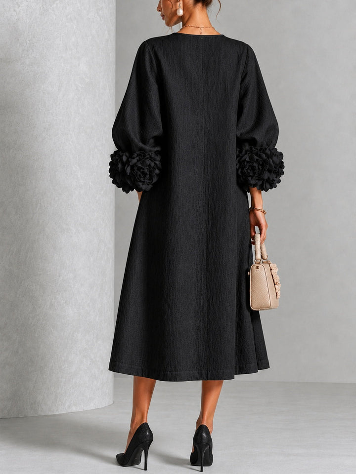 Viv | Floral-Cuff Midi Dress