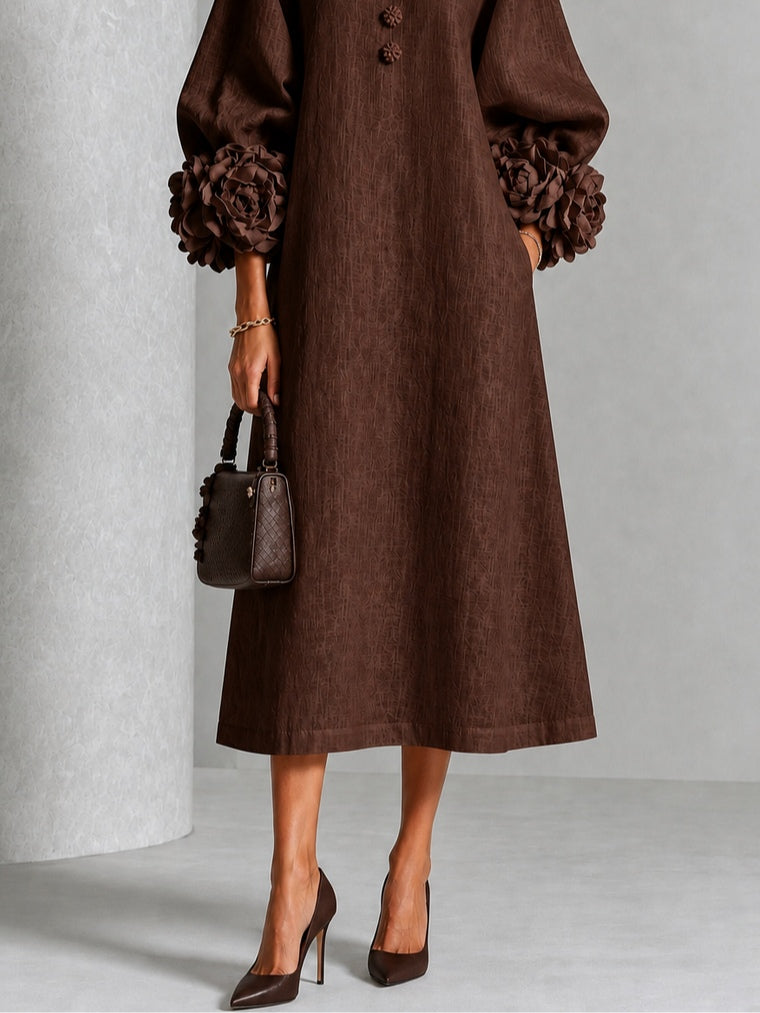 Malina | Rosette-Cuff Midi Dress