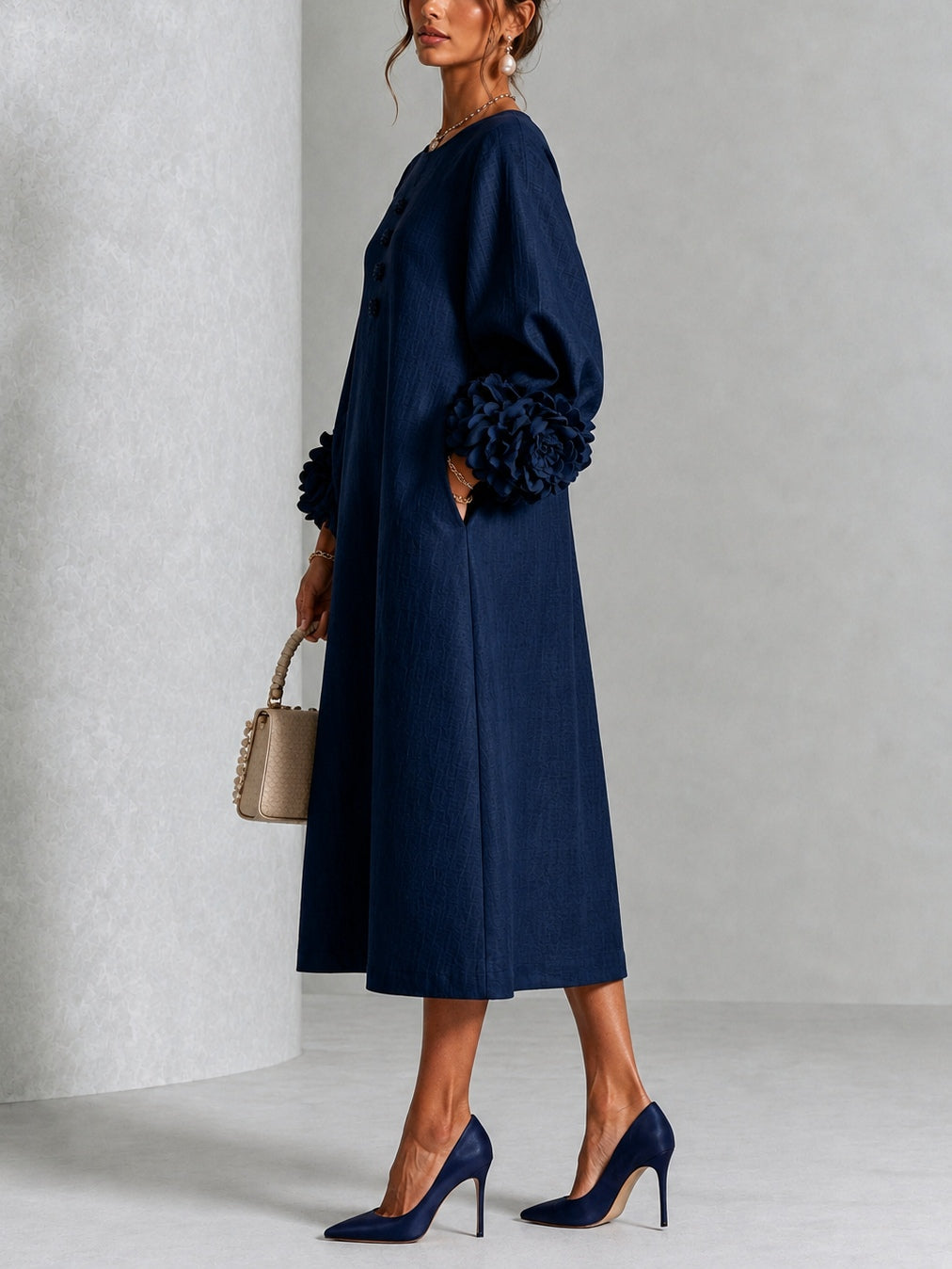 Paris | Floral Cuff Midi Dress