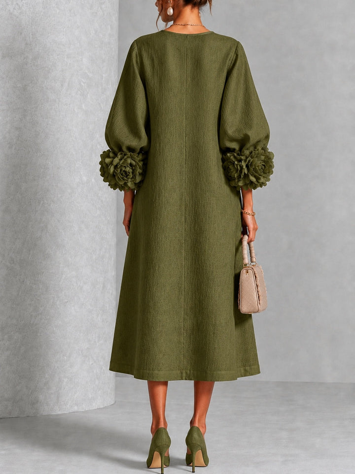 Norlene | Floral-Cuff Midi Dress