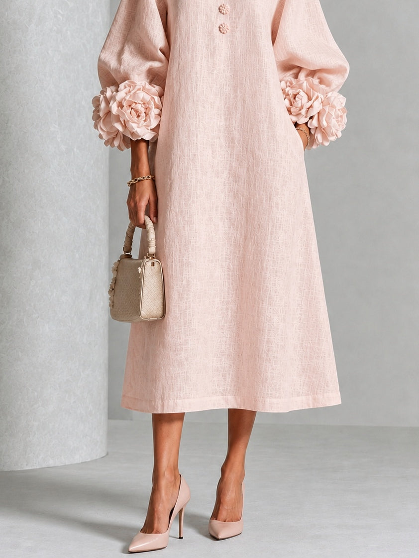 Rosabett | Floral-Cuff Midi Dress