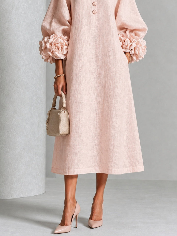 Rosabett | Floral-Cuff Midi Dress