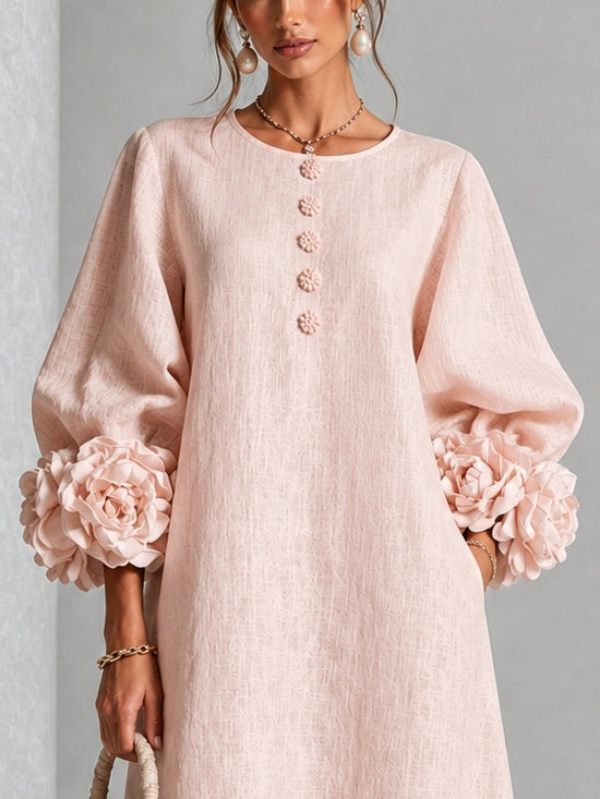 Rosabett | Floral-Cuff Midi Dress