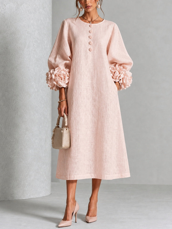 Rosabett | Floral-Cuff Midi Dress