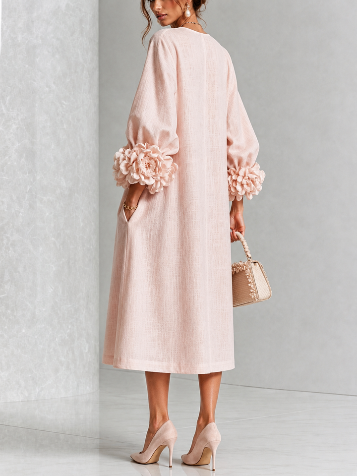 Rosabett | Floral-Cuff Midi Dress