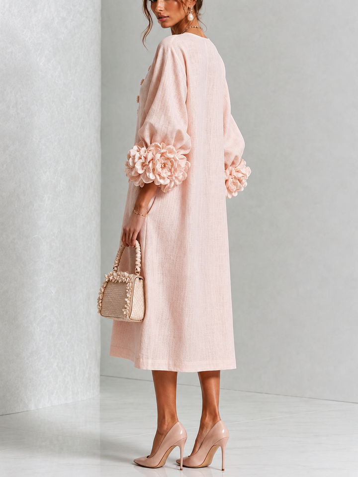 Rosabett | Floral-Cuff Midi Dress
