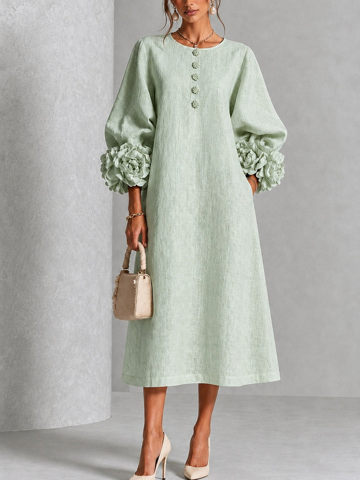 Greer | Floral-Cuff Midi Dress