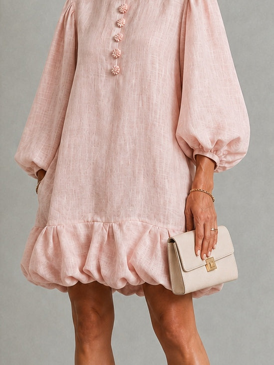 Polly | Floral Button Puff Sleeve