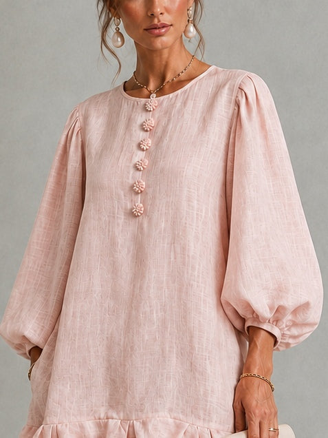 Polly | Floral Button Puff Sleeve