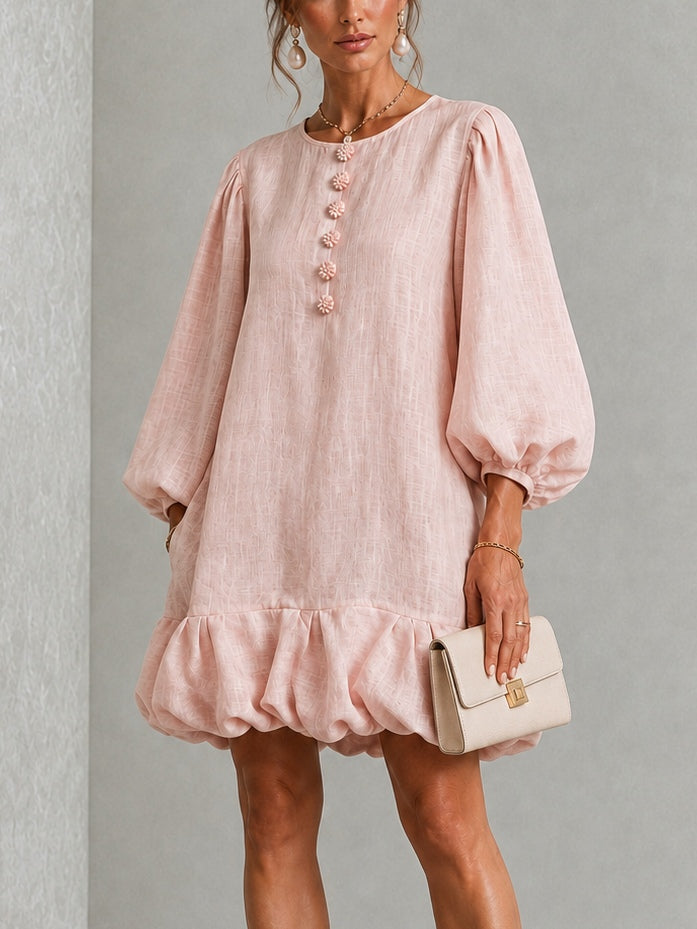 Polly | Floral Button Puff Sleeve
