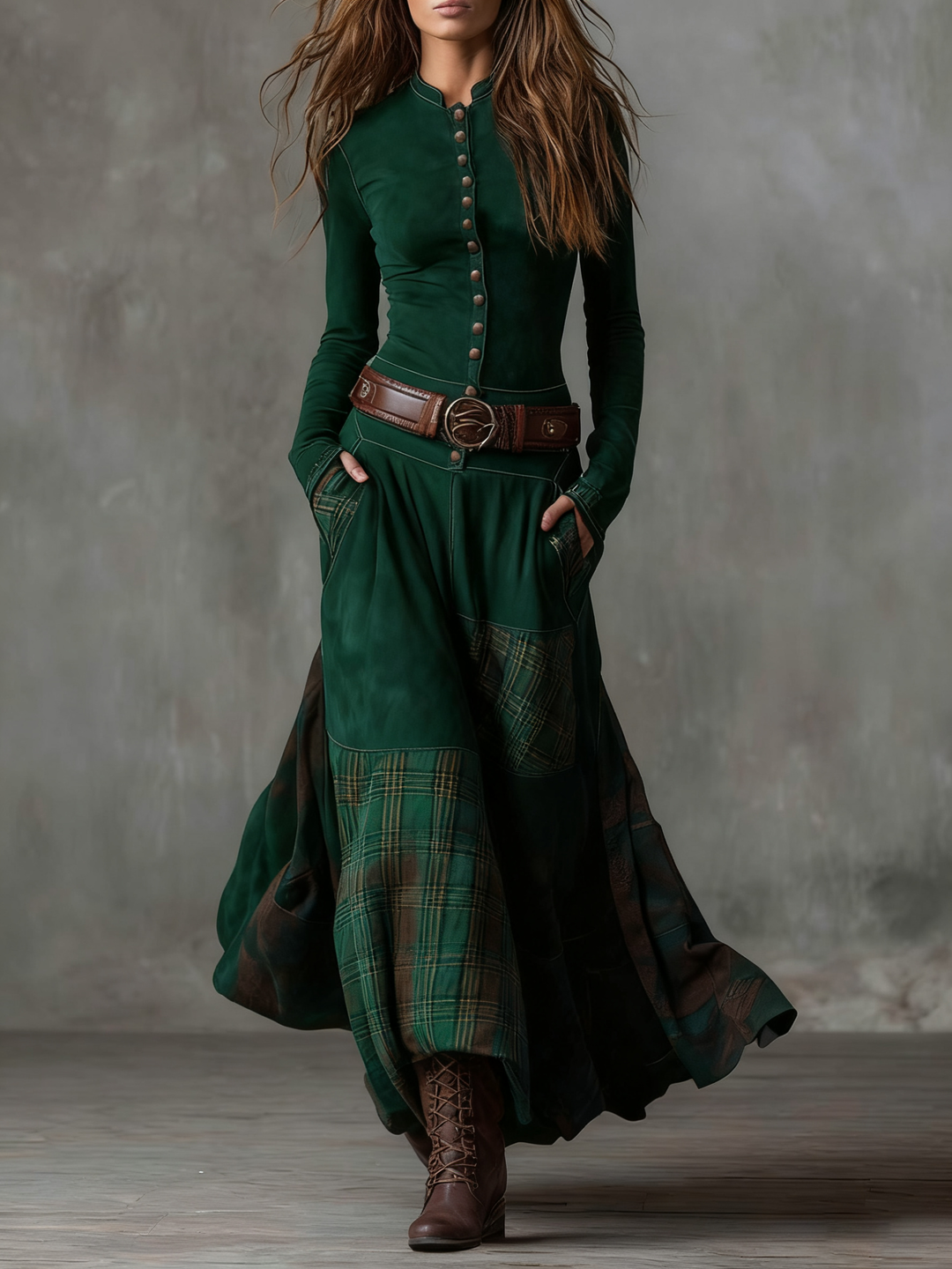 Undine | Suede Plaid Winter Maxi