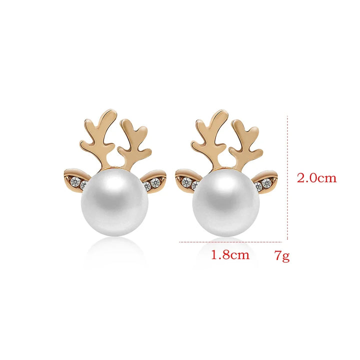 Devon | Pearl Reindeer Earrings
