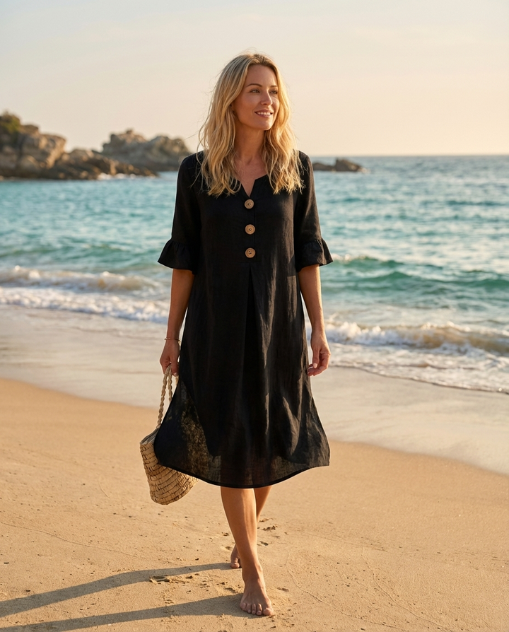Savannah | Lightweight Linen Dress with Buttons