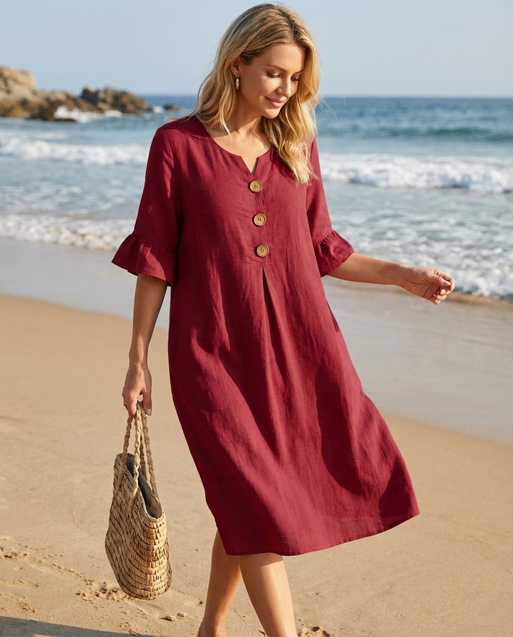 Savannah | Lightweight Linen Dress with Buttons