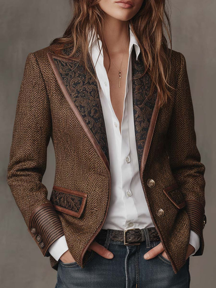 Elowric | Herringbone Panel Blazer