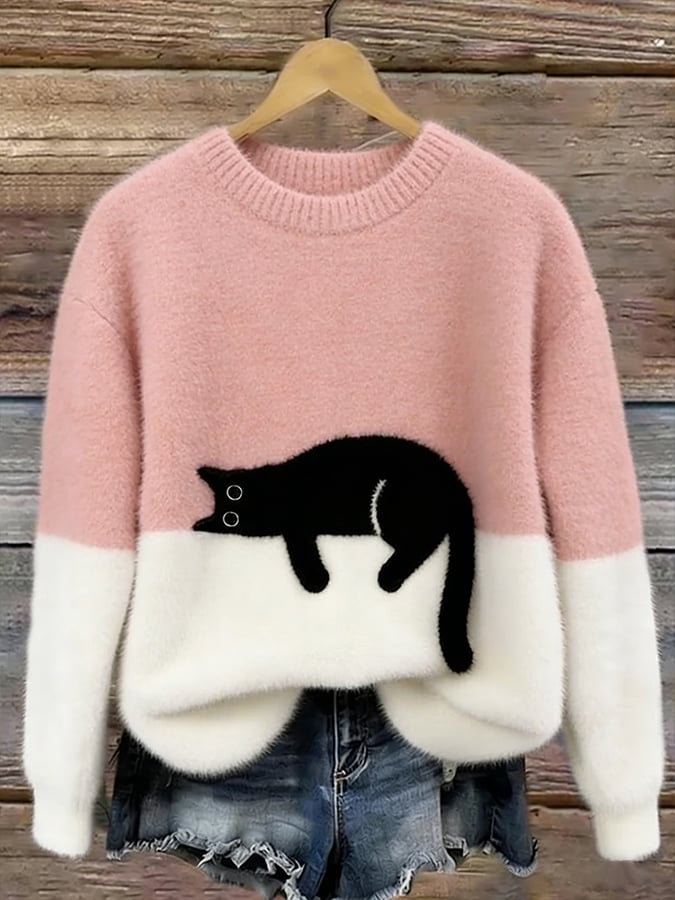 Aileen | Elegant Cat Print Sweater