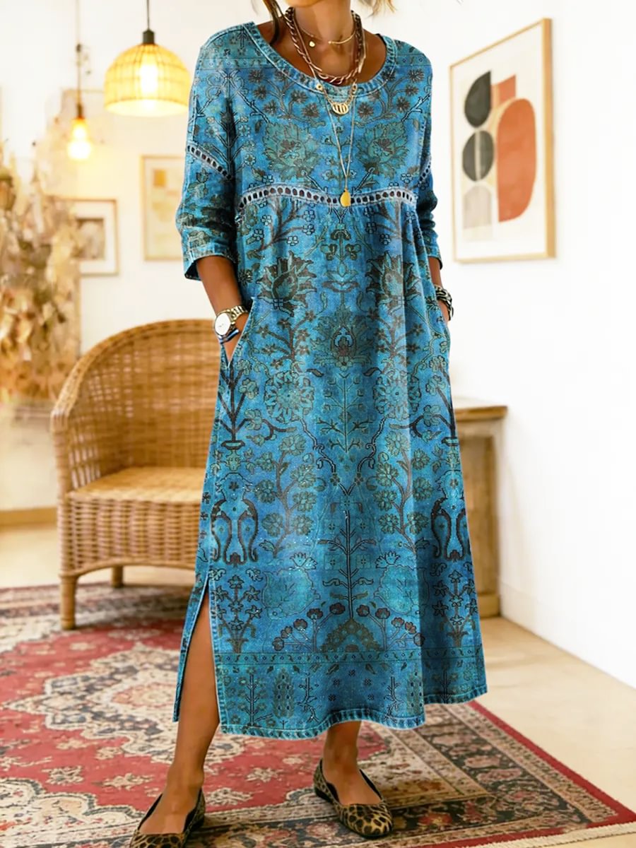 Carmen | Blue Printed Dress
