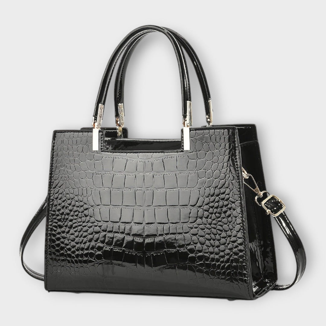 Celeste | Glossy Crocodile Pattern Handbag