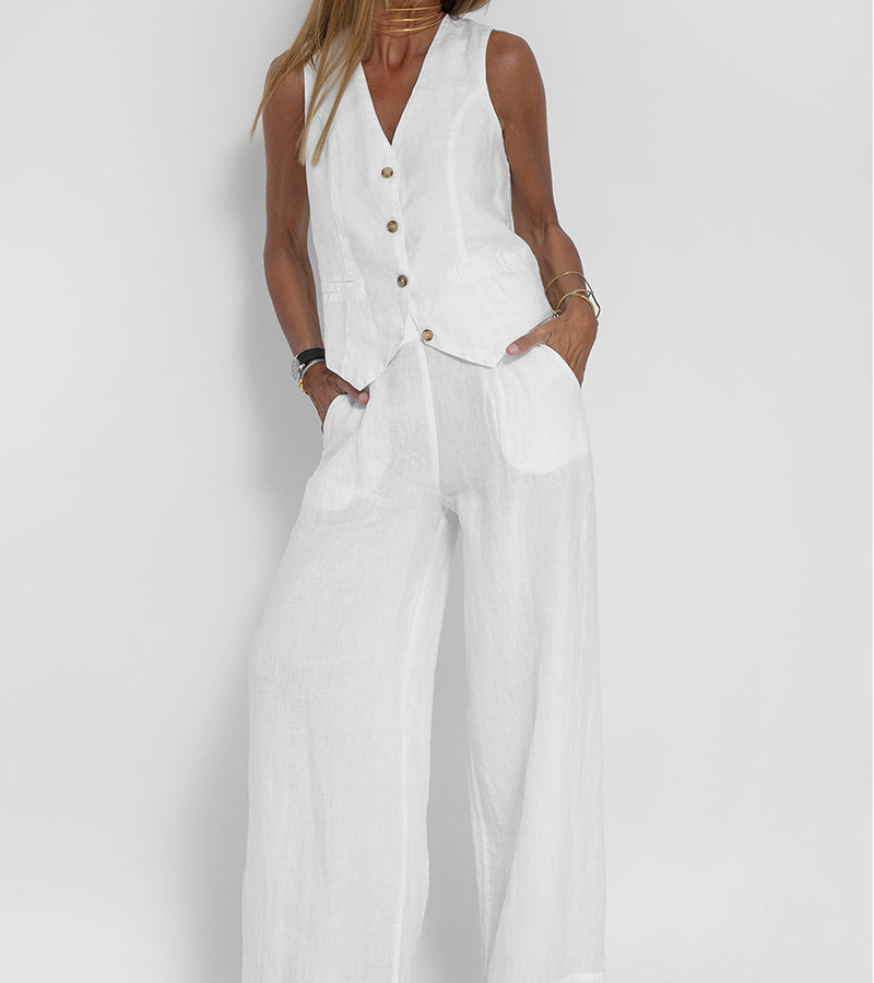 Aira | Elegant Two-piece Set with Vest and Wide-leg Trousers