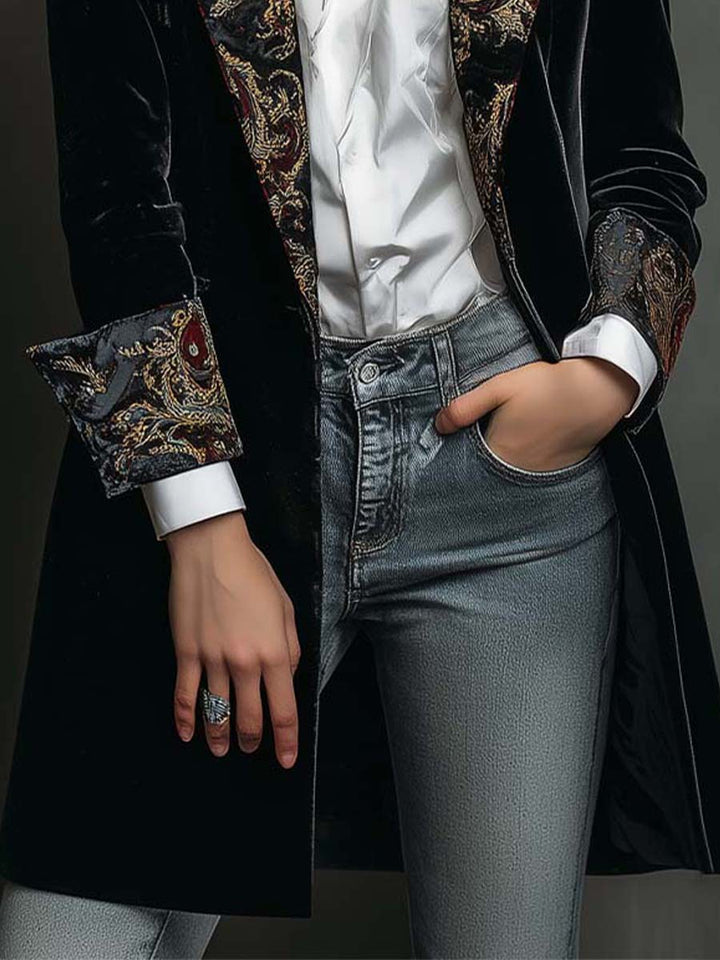 Emmeline | Black Baroque Print Blazer