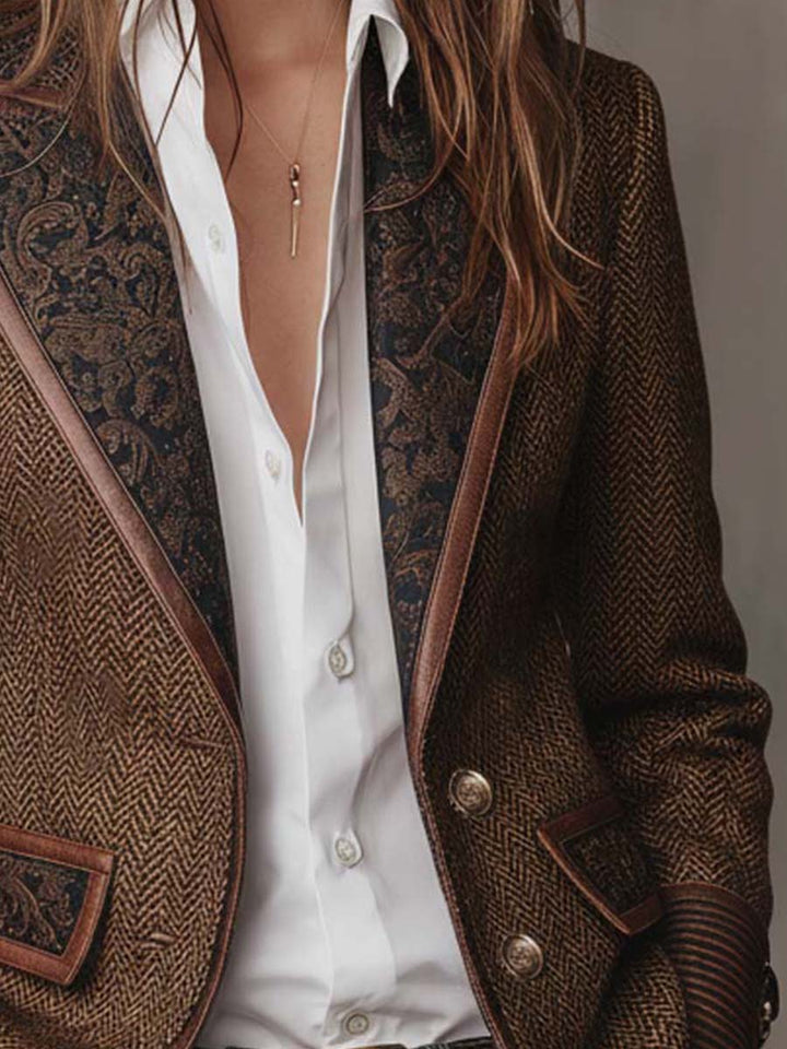 Elowric | Herringbone Panel Blazer