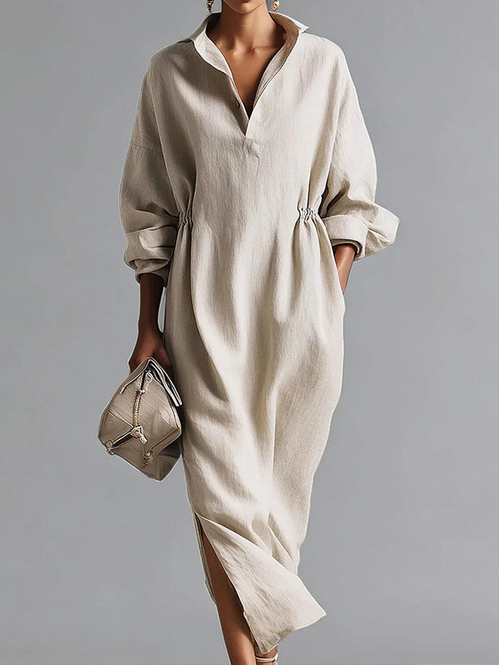 Michelle | Cotton Lapel Shirt Dress