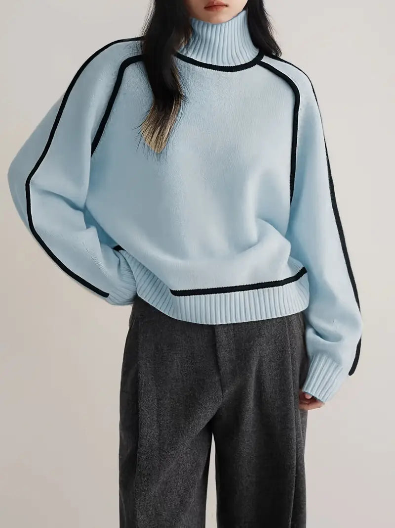 Corenne | Piped Turtleneck Sweater