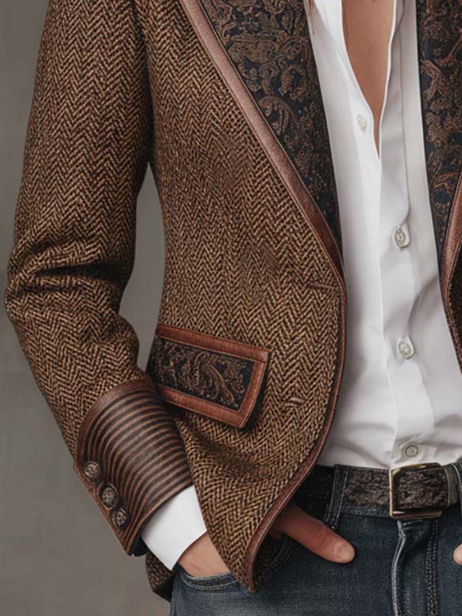 Elowric | Herringbone Panel Blazer
