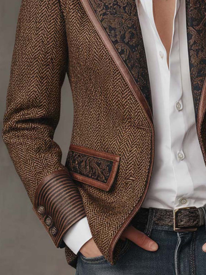 Elowric | Herringbone Panel Blazer