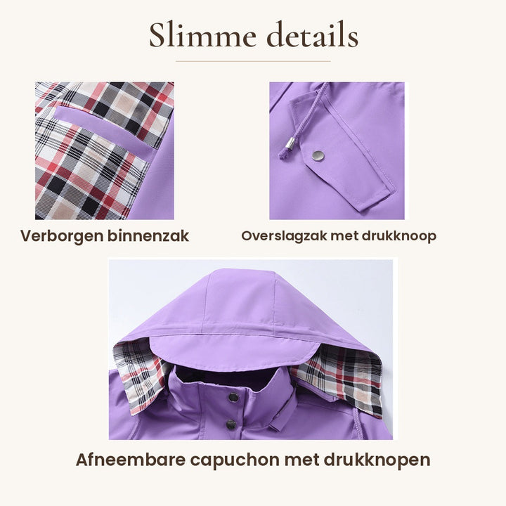 Michaela | Waterproof Detachable-Hood Rain Coat
