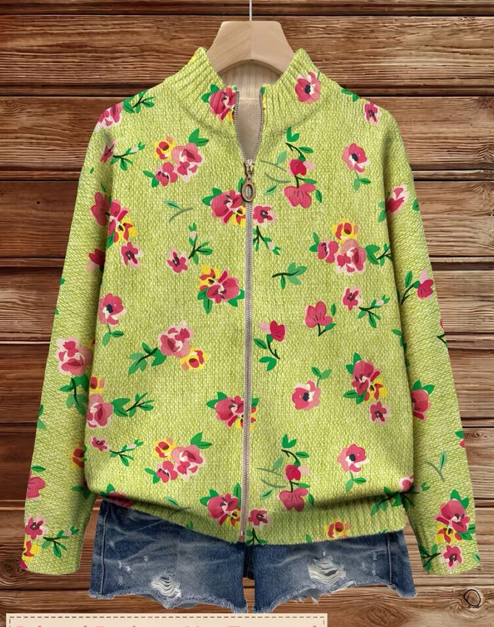 Amanda | Pink Floral Lime Cardigan