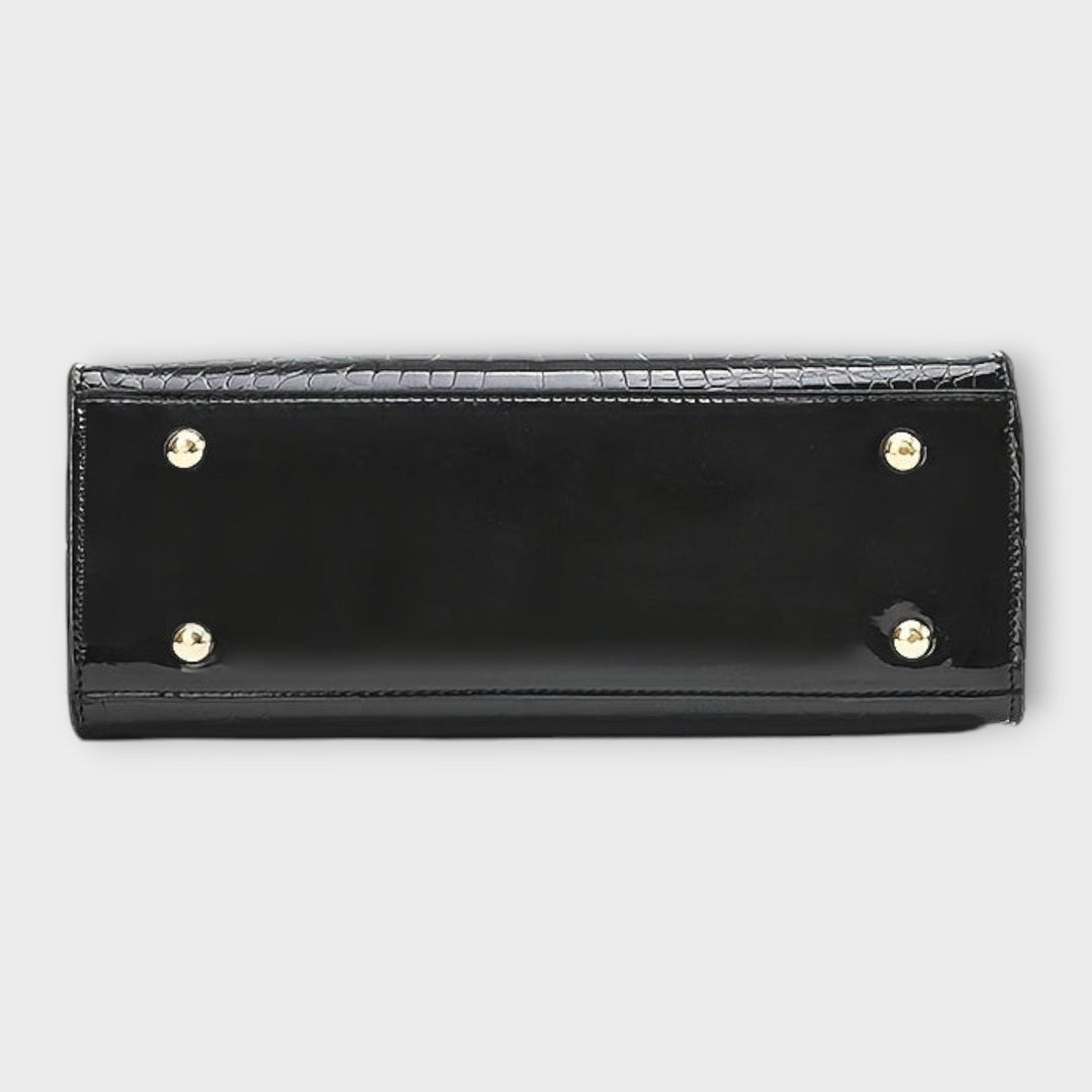 Celeste | Glossy Crocodile Pattern Handbag