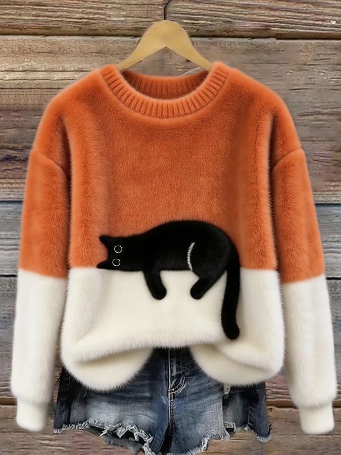 Aileen | Elegant Cat Print Sweater