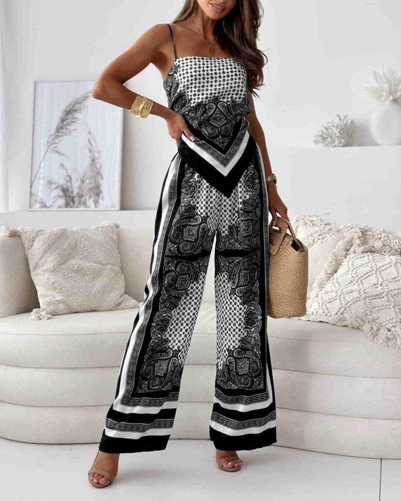Helen | Elegant High-Waisted Summer Set with Pants