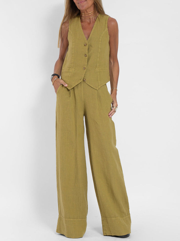 Aira | Elegant Two-piece Set with Vest and Wide-leg Trousers
