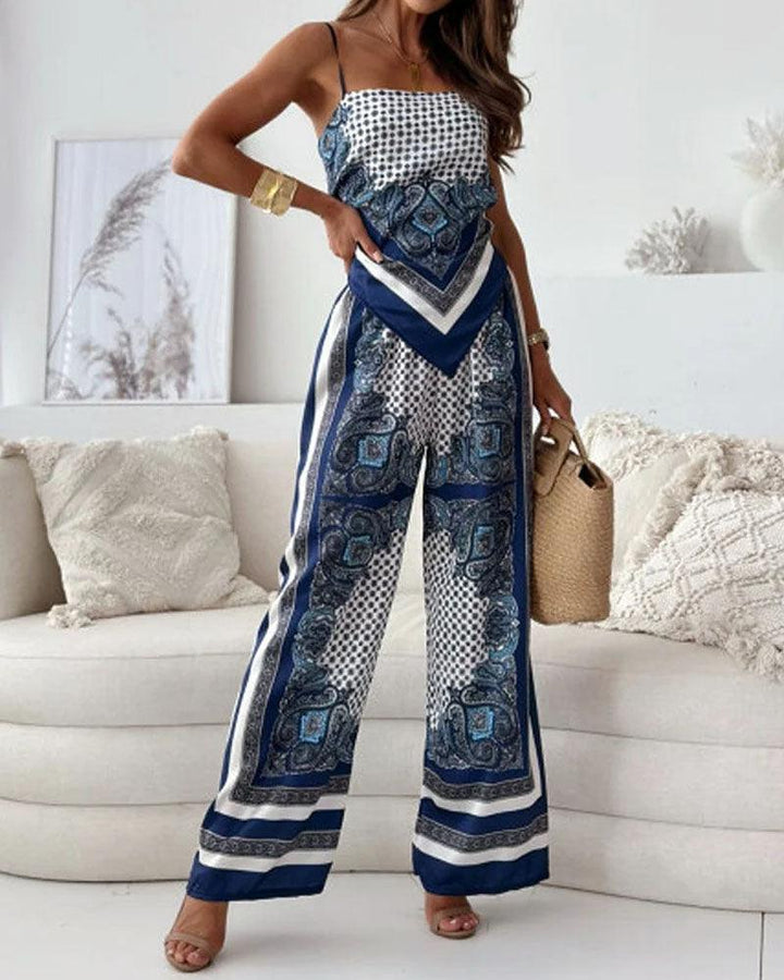 Helen | Elegant High-Waisted Summer Set with Pants