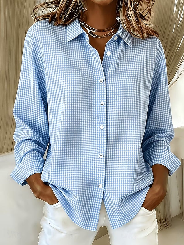 Xenia | Relaxed Gingham Button Blouse