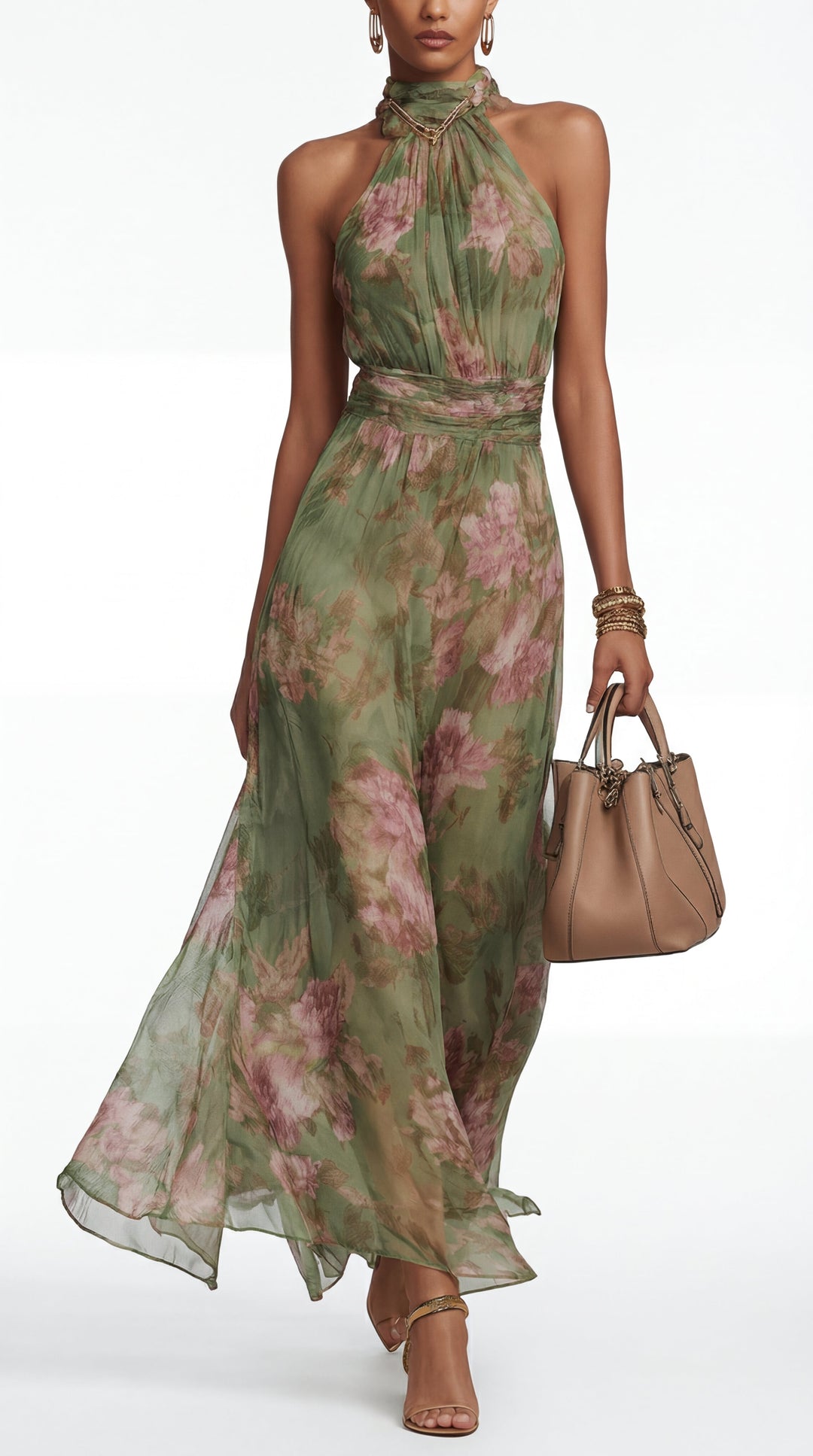 Livia | Elegant floral halter maxi dress