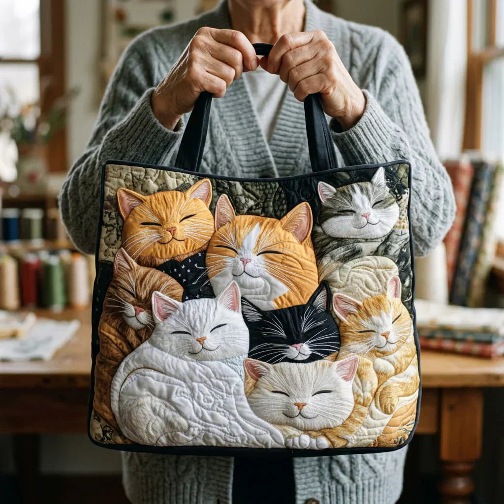 Charlie | Cats Print Handmade Quilted Bag