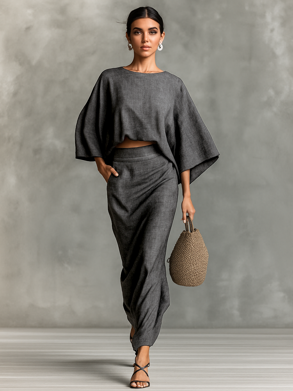 Camilla | Elegant linen set with long skirt