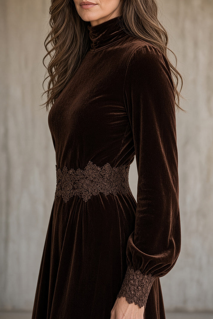 Sonya | Velvet Lace Maxi Dress
